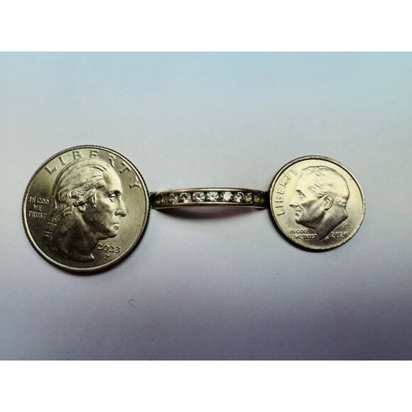 Estate Vintage Sterling Silver 925 CZ Eternity Band Wedding Ring Size 8.75 - Picture 6 of 8